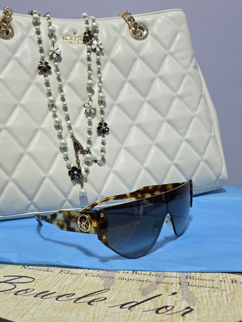 Michael Kors Tortoiseshell Shield Sunglasses with Brown Gradient Lenses